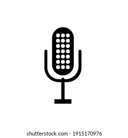 Voice recorder icon flat with vector illustration - silhouette style vector icons