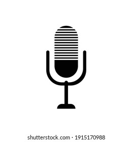 Voice recorder icon flat with vector illustration - silhouette style vector icons