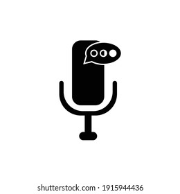 Voice recorder icon flat with vector illustration - silhouette style vector icons