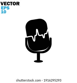 Voice recorder icon flat with vector illustration - silhouette style vector icons