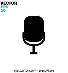 Voice recorder icon flat with vector illustration - silhouette style vector icons