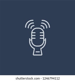 Voice recorder icon. Voice recorder linear design concept from Communication collection. Simple element vector illustration on dark blue background.