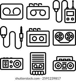 Voice Recorder Icon Set. Recording Devices Illustration Design.