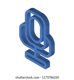 Voice recorder isometric left top view 3D icon