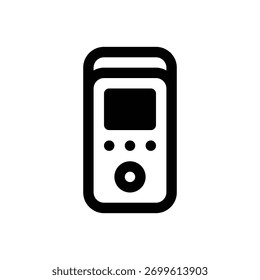 Gravador de voz. Ícone de vetor de traçado com contorno e detalhes preenchidos em preto.