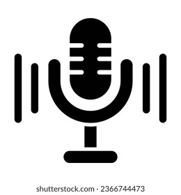 Icono De Glifo Del Vector De Grabación De Voz Para Uso Personal Y Comercial.
