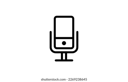 voice recorder vector icon outline style black and white background, Music industry icon, podcast icon
