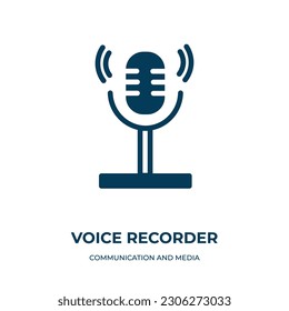voice recorder vector icon. voice recorder, voice, sound filled icons from flat communication and media concept. Isolated black glyph icon, vector illustration symbol element for web design and mobile