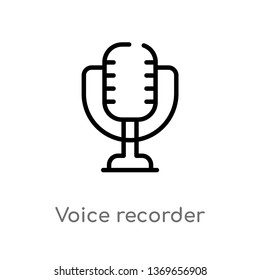 voice recorder vector line icon. Simple element illustration. voice recorder outline icon from user interface concept. Can be used for web and mobile