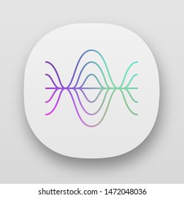 Voice recording app icon. UI/UX user interface. Vibration, noise level, frequency curves. Audio volume. Music player logo. Web or mobile applications. Vector isolated illustration
