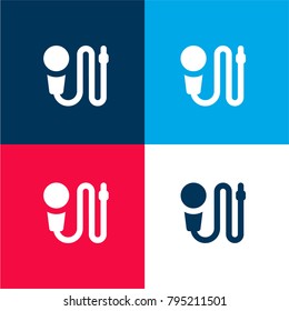 Voice recording four color material and minimal icon logo set in red and blue