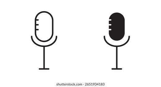 Voice recording icon. Flat and stroke versions. Graphic elements.