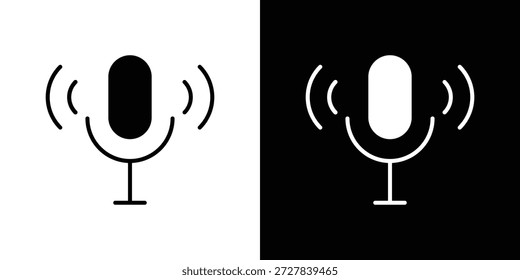 Voice recording icon Flat Vector illustration. Simple black symbols