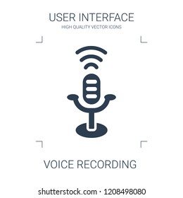 voice recording icon. high quality filled voice recording icon on white background. from user interface collection flat trendy vector voice recording symbol. use for web and mobile