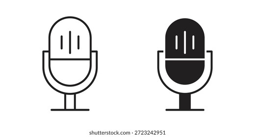 Contorno del icono de la grabación de voz y signo de Vector sólido, pictogramas lineales