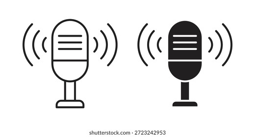 Contorno del icono de la grabación de voz y signo de Vector sólido, pictogramas lineales