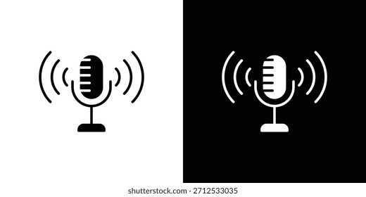 Icono de grabación de voz. Símbolo plano simple. Ilustración de pictograma de contorno negro perfecto