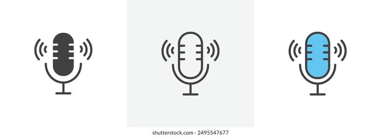 Voice recording icon symbol collection on white background.