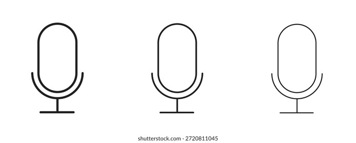 Símbolo delgado de la línea del icono de la grabación de voz en el fondo blanco, Ilustración vectorial editable del movimiento