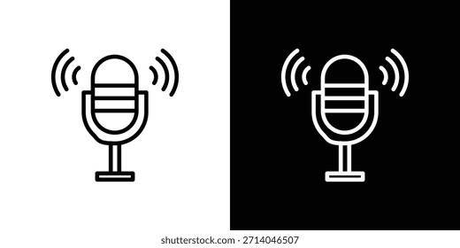 Voice recording icon in thin stroke and flat style.