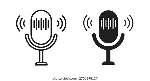 Ilustración vectorial de ícono de grabación de voz. Diseño plano. Símbolos de Vector de Diseño gráfico.