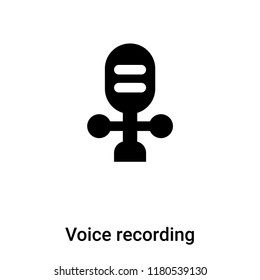 Voice recording icon vector isolated on white background, logo concept of Voice recording sign on transparent background, filled black symbol