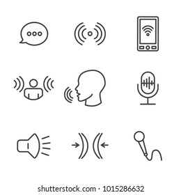 Voice Recording & Voiceover Icon Set with Microphone, Voice Scan Recognition Software