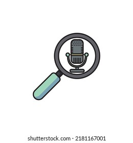 Voice Search Icon Filled Outline Style Design. Voice Search Icon Vector Illustration. Isolated On White Background.