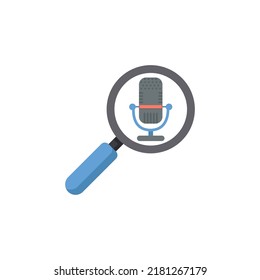 Voice Search Icon Flat Style Design. Voice Search Icon Vector Illustration. Isolated On White Background.