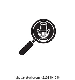 Voice Search Icon Glyph Style Design. Voice Search Icon Vector Illustration. Isolated On White Background.