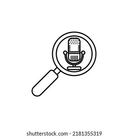 Voice Search Icon Outline Style Design. Voice Search Icon Vector Illustration. Isolated On White Background.