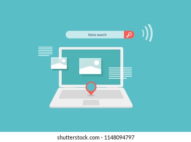 voice search laptop vector illustration