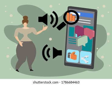 Voice search lets you find info by speaking instead of typing, using your voice to query search engines or apps making searches faster and hands-free, common on phones, smart speakers, and TV vector illustration