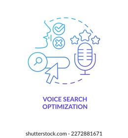 Voice search optimization blue gradient concept icon. Spoken commands. Future of digital technologies abstract idea thin line illustration. Isolated outline drawing. Myriad Pro-Bold font used