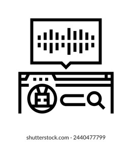 optimización de búsqueda de voz seo línea icono vector. optimización de búsqueda de voz seo signo. símbolo de contorno aislado ilustración negra
