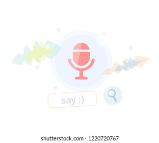 Voice search and recognition. Browser bar concept. Background illustration.  