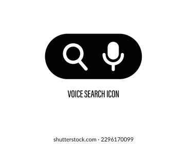 voice search recognition. magnifying glass search button and a microphone icon for voice search in the search bar. Vector.