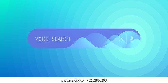 Voice Search technology horizontal concept. Sound recognition illustration with voice search bar and waves