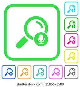 Voice search vivid colored flat icons in curved borders on white background