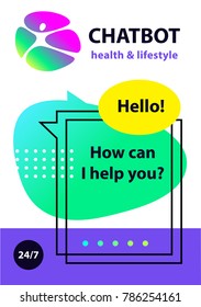Voice service chat bot, virtual online help customer support. Concept health lifestyle robot chatbot. Sketch head avatar. Logo intelligence technology. 
