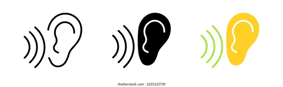 Voice set icon. Mike, mouthpiece, transmitter, voice recorder, sound track, song, media, voice message. Speech concept. Vector icon in line, black and colorful style on white background