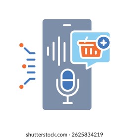 Ícone plano de cor do assistente de compra de voz para projetos digitais e de impressão.  Ícones mínimos de limpeza para aplicativos e sites. Ícones simples modernos para UI UX e branding