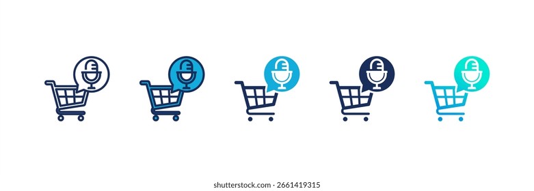 Conjunto de iconos de compras de voz colección de estilo múltiple