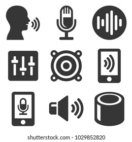 Voice Smart Devices with Sound Wave Icons Set. Vector