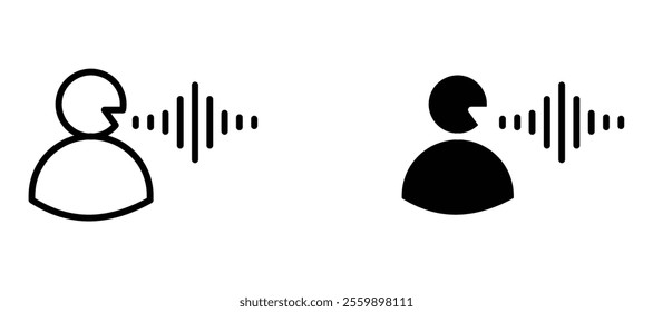 Voice sound command Icon set in black color for ui designs