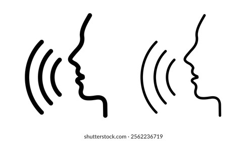 Voice sound command Icons pack in outlined and flat versions