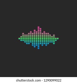Voice sound wave logo. Gradient color electronic audio equalizer signal vector illustration.