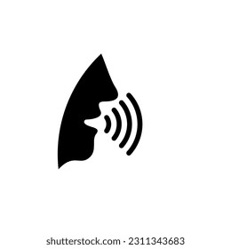 Icono de voz y voz. Cabeza, cara y sonido de la boca.