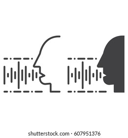 Voice, speech recognition line and solid icon, outline and filled vector sign, linear and full pictogram isolated on white. Symbol, logo illustration