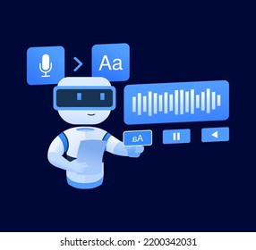 Voice and Speech Recognition Vector Illustration Artificial Intelligence Language Processing by Computer Flat Design Concept